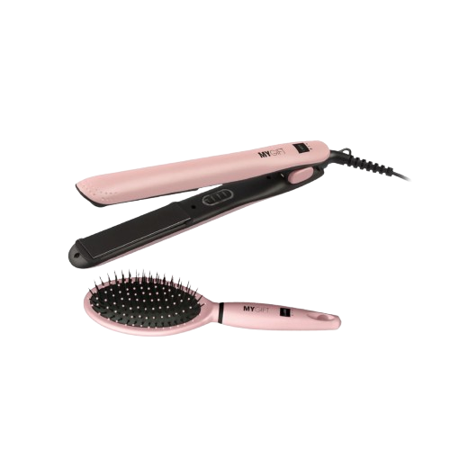 MYGIFT Kit piastra per capelli professionali + spazzola